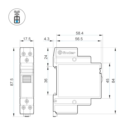 Finder Relè a Impulsi Modulare Tipo 20.22 | 2 NO Bipolare 16A con Pulsante Test e Indicatore Meccanico